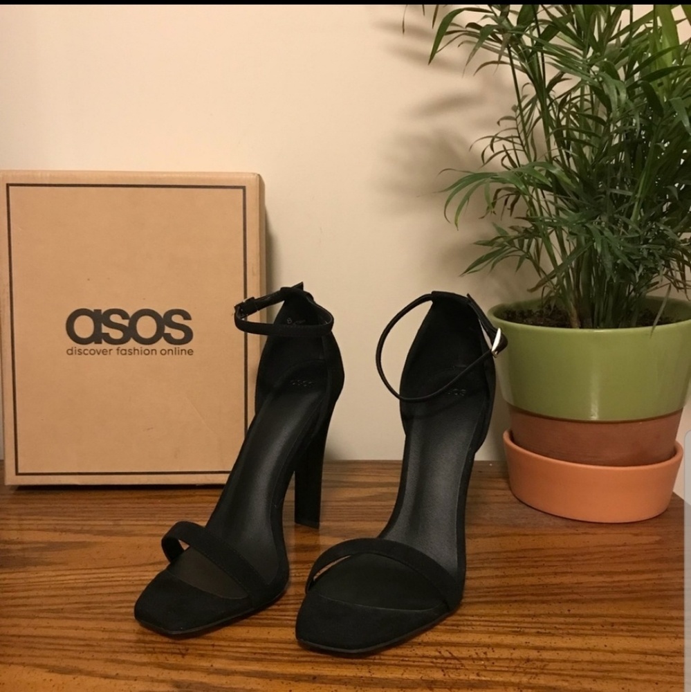 ASOS Black Harness Heeled Sandals